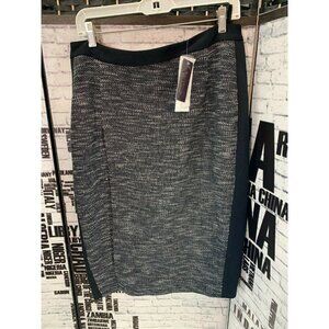 Hal Rubenstein 14 Black Tweed Lined Split Side Pencil Skirt